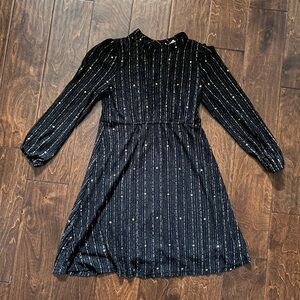Hayden LA Girl’s Medium Foiled Star Striped Long Sleeve Dress